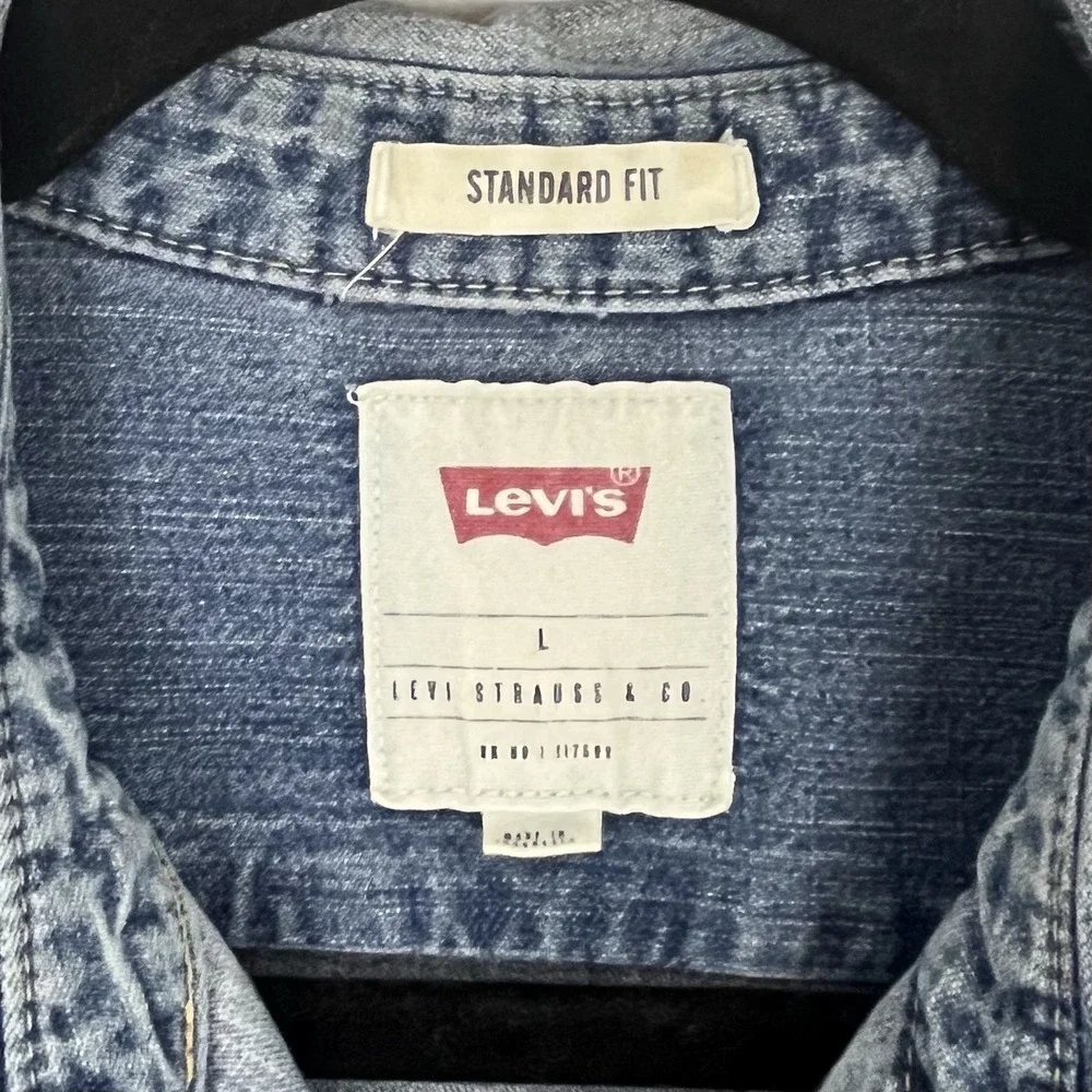 Levi's Denim Western Snap Shirt Button Front Long Sleeve Large